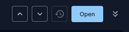 Report Preview header containing up and down arrows, version history icon, open button, and colllapse/open control